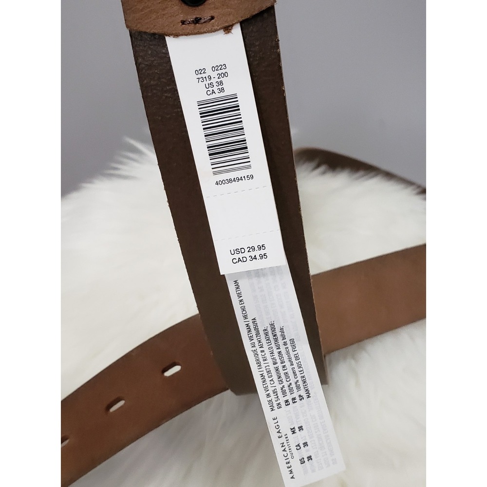 NEW SIZE 38 American Eagle Outfitters Mens Brown Leather Belt y2k surfer prep - Picture 5 of 6